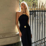 Women Spring Summer Fashion Sexy Sleeveless Halter Neck Low Back Bodycon Dress