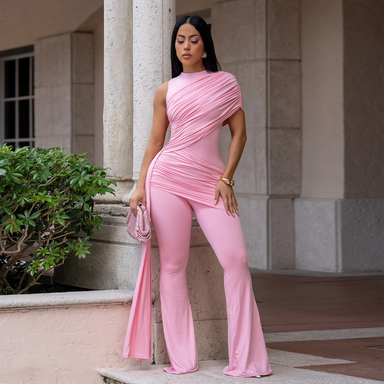 Tie Waist Bodycon Jumpsuit for Evening Events