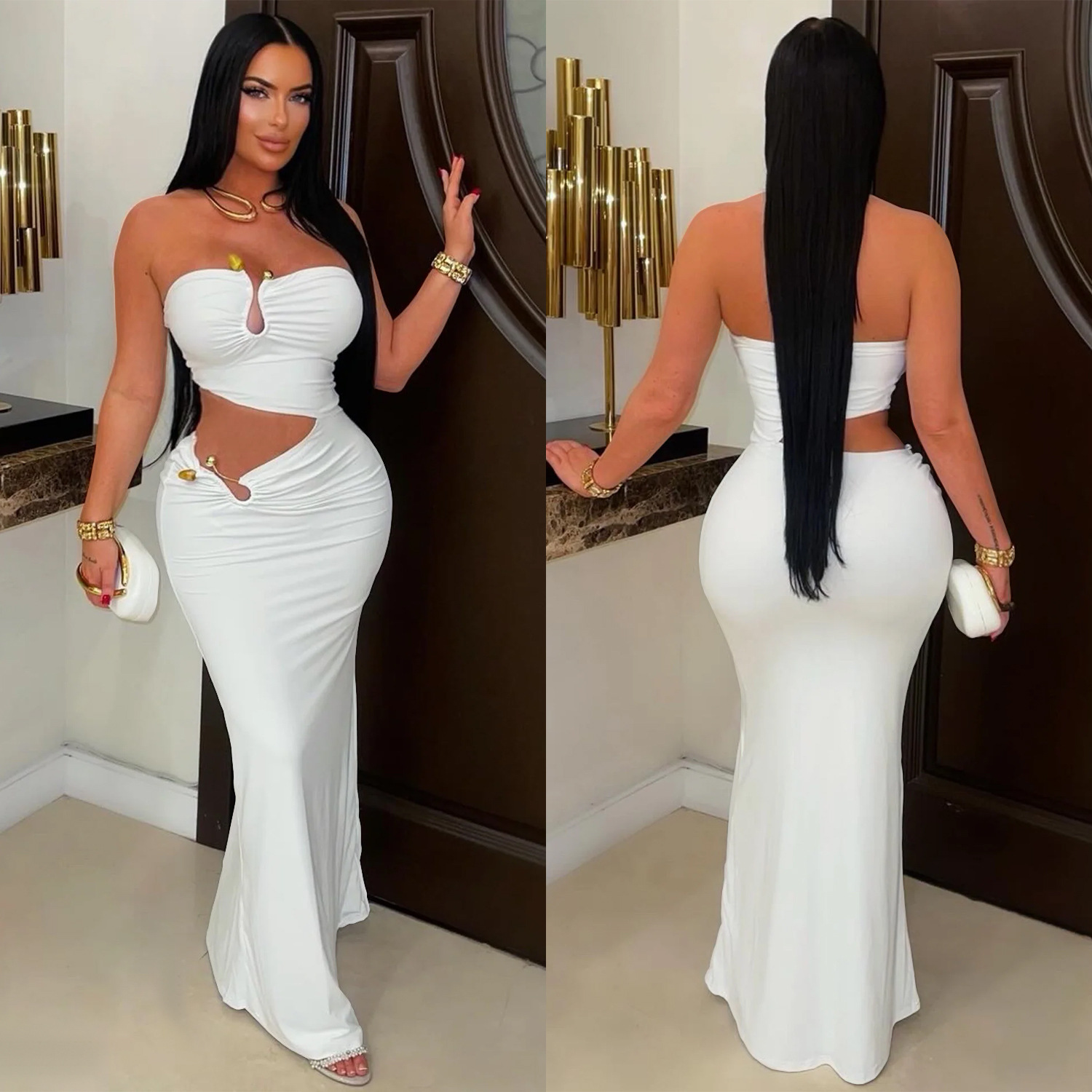 Strapless Low Back Bodycon Dress for Evening Clubwear