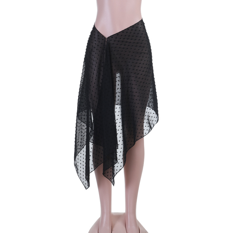 Solid See-Through Skirt for Summer Casual Cover-Up