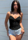 Women Spring Summer Strapless Halter Neck Tie Low Back Bow Tank Top
