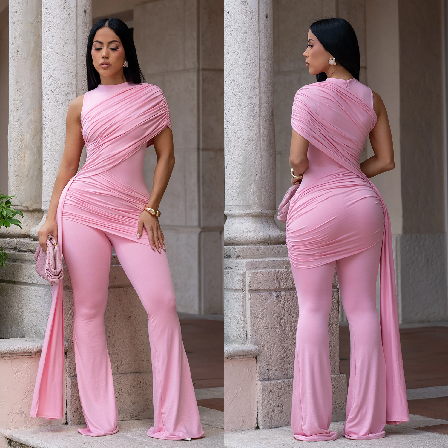 Tie Waist Bodycon Jumpsuit for Evening Events