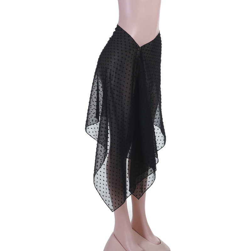 Solid See-Through Skirt for Summer Casual Cover-Up