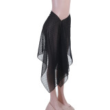 Women Summer Casual Solid See-Through Skirt