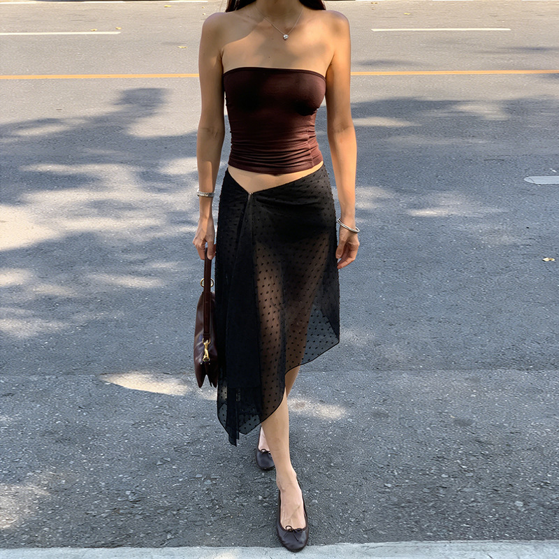 Solid See-Through Skirt for Summer Casual Cover-Up
