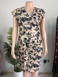Plus Size Women Elegant Floral Print Dress