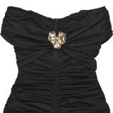 Women Fashion Sexy Off-Shoulder High Slit Strapless Dress