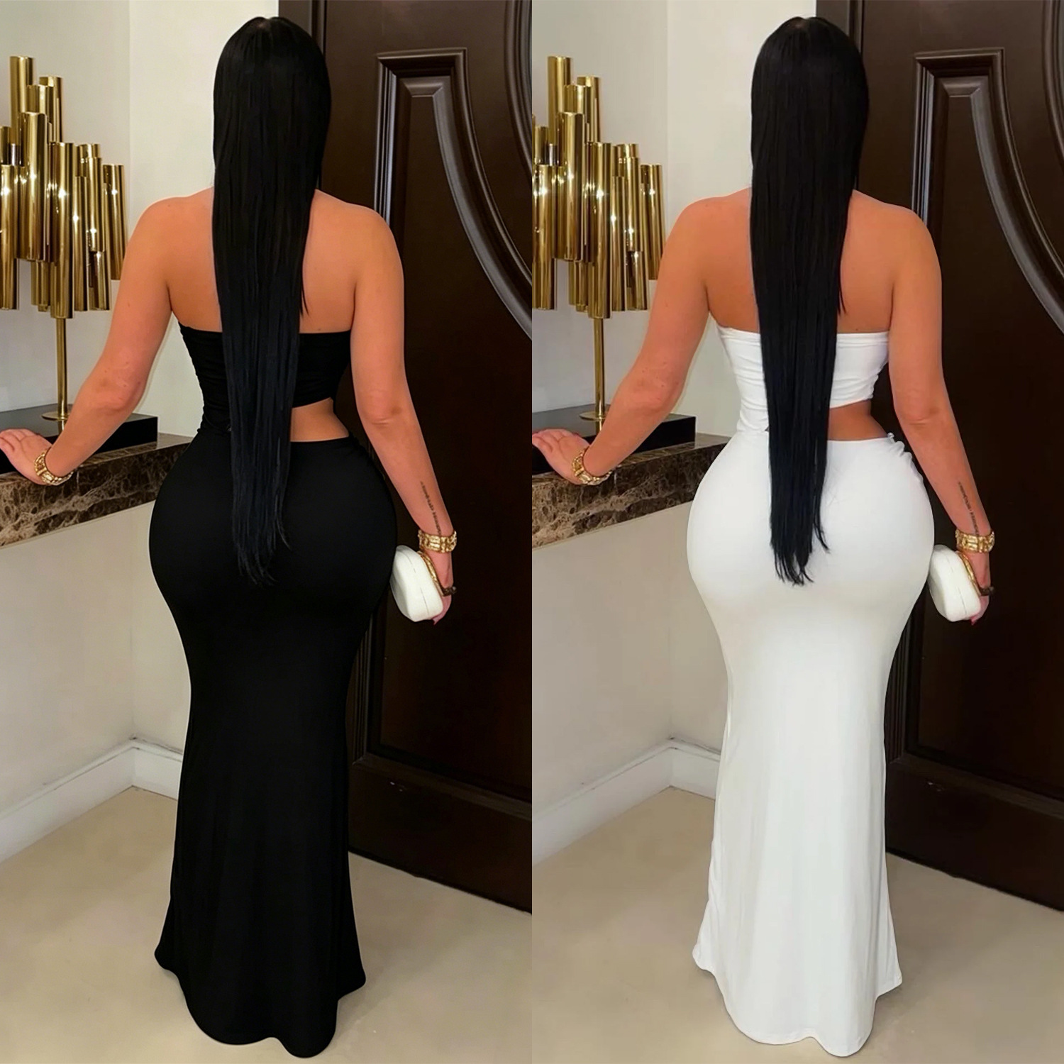 Strapless Low Back Bodycon Dress for Evening Clubwear