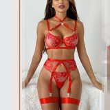 Sexy Lingerie Women Embroidered Lace Bikini Romantic Sleepwear Two-Piece Set