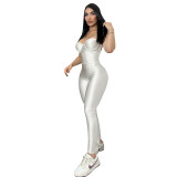 Women Strapless Tight Fitting Sexy Low Back Jumpsuit