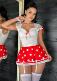 Sexy Lingerie Women Polka Dot Erotic Dress Set