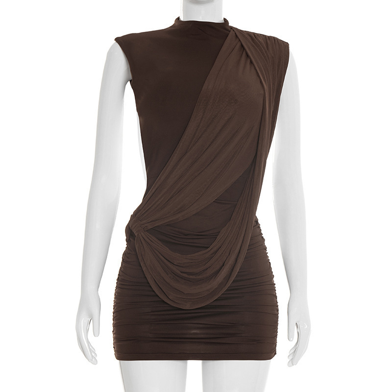 Sleeveless Irregular Ribbon Backless Dress for Summer Casual