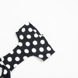 Women Polka Dot Print Halter Neck Hollow Out Backless Jumpsuit