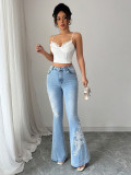 Women Summer Elegant Denim Bell Bottom Pants