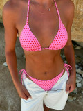 Women Polka Dot Print Triangle Lace-Up Sexy Holidays Two Piece Swimwear