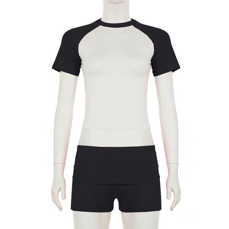 High-Waist Rolled Stretch Denim Shorts for Summer