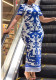 Women Elegant Print Short Sleeve Bodycon Dress