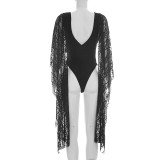 Women Lace Ruffle Tie Backless Bodysuit