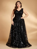 Plus Size Sequin Ruffle Trim Tank Formal Party Dress