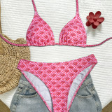 Women Print Halter Neck Lace-Up Sexy Holidays Swimwear