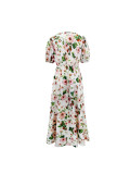 Women Holidays Casual Print Split Bubble Sleeve Dress