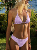 Women Print Triangle Lace-Up Sexy Holidays Two Piece Swimwear