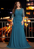 Plus Size Lace Half Sleeve Elegant Ruffle Edge Layered Dress