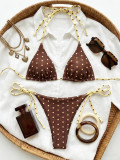 Women Polka Dot Print Triangle Lace-Up Sexy Holidays Two Piece Swimwear