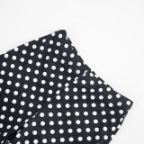 Women Polka Dot Print Casual 7-Point Pants