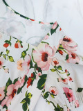Women Holidays Casual Print Split Bubble Sleeve Dress