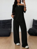 Women Summer Casual Off Shoulder Half-Sleeve Top & Wide Leg Pants Two Piece Set