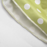 Women Polka Dot Print One Shoulder Tie Asymmetrical Dress