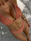 Women Print Triangle Lace-Up Sexy Holidays Two Piece Swimwear