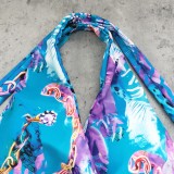 Women Multi-Color Print V-Neck One Piece Swimwear