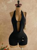 Women Casual Bohemian Halter Neck Backless Metal Beaded Jumpsuit