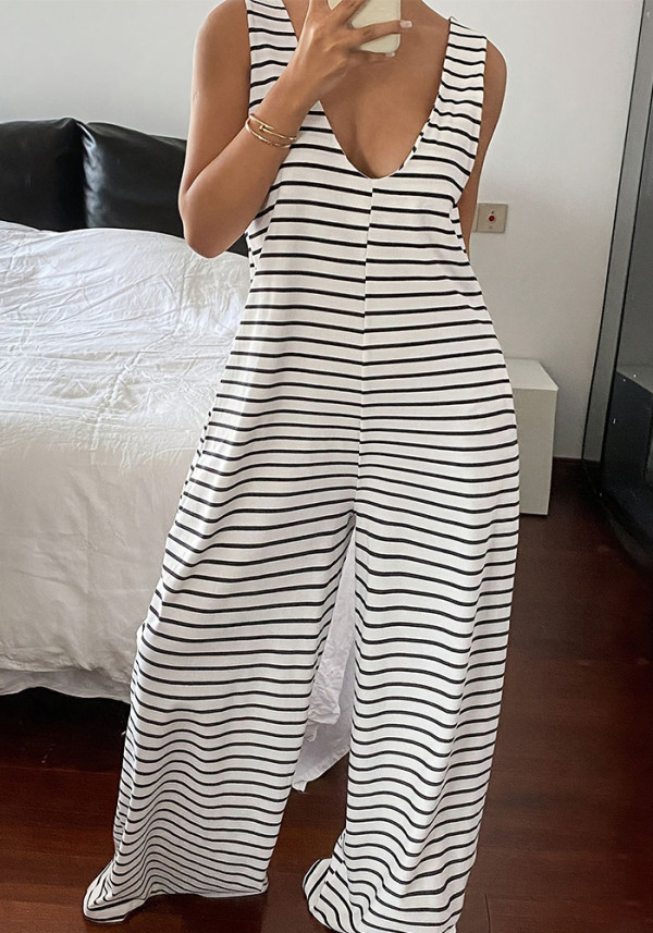 Women Summer Sexy Strapless Lace-Up Jumpsuit