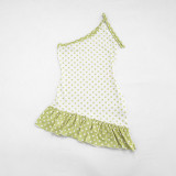 Women Polka Dot Print One Shoulder Tie Asymmetrical Dress