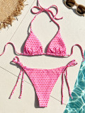 Women Polka Dot Print Triangle Lace-Up Sexy Holidays Two Piece Swimwear