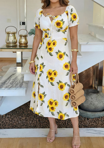 Women Holidays Casual Print Spring Summer Short Sleeve Dress