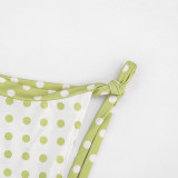 Women Polka Dot Print One Shoulder Tie Asymmetrical Dress
