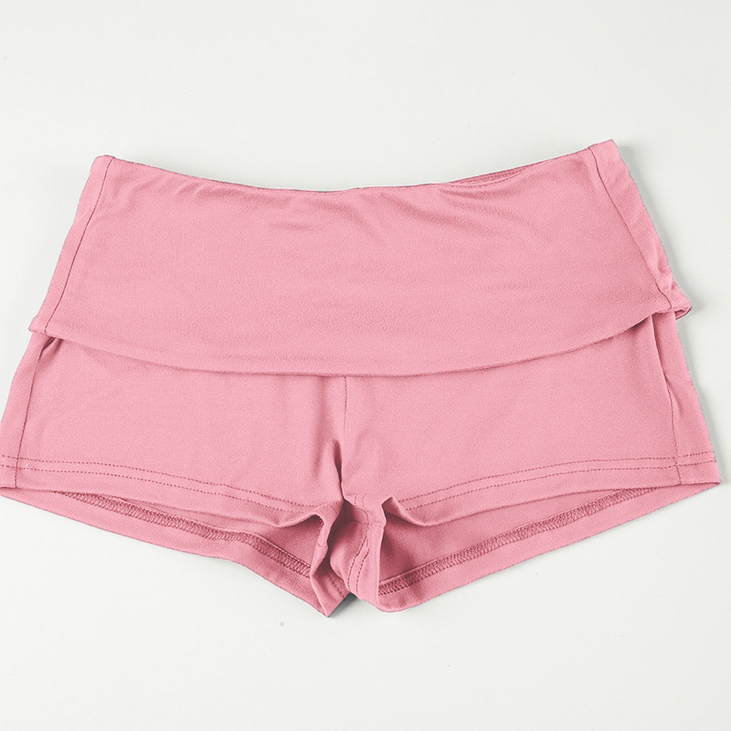 High-Waist Rolled Stretch Denim Shorts for Summer