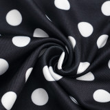 Women Polka Dot Print Casual 7-Point Pants