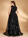 Plus Size Sequin Ruffle Trim Tank Formal Party Dress