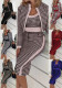 Women Print Long Sleeve Coat + Tank Top + Skirt Three Piece Set