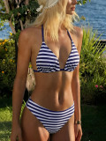 Women Print Halter Neck Lace-Up Sexy Holidays Swimwear