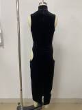 Women's Fashion Hollow-out Open Waist Sleeveless Bodycon Club Dress