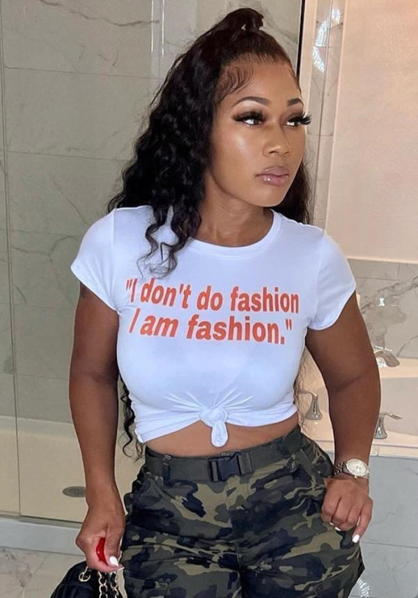 Summer Women's Fashion Slim-Fit Letter Print Casual T-shirt