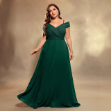 Elegant Plus Size Women's Chiffon V-neck Strap Evening Dress