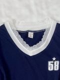 Summer Sport Printed Color-Block Lace Patchwork V-neck T-shirt