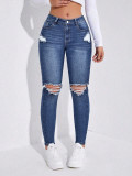 Women's Stretch Ripped Slim-Fit Denim Pencil Pants